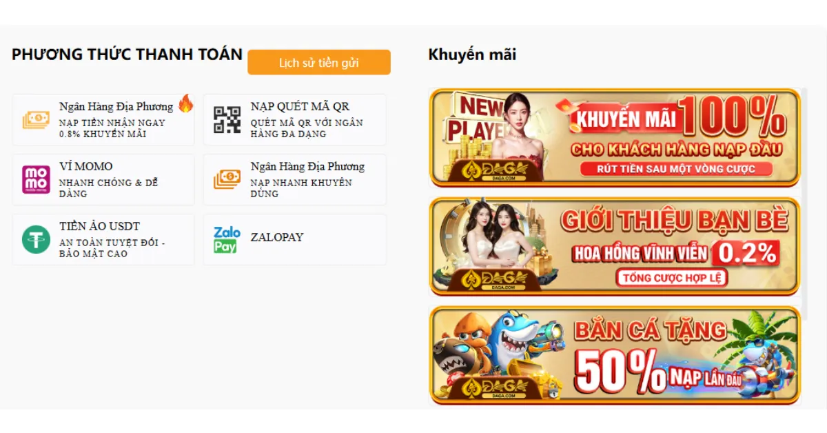 Hướng dẫn nạp tiền, rút tiền